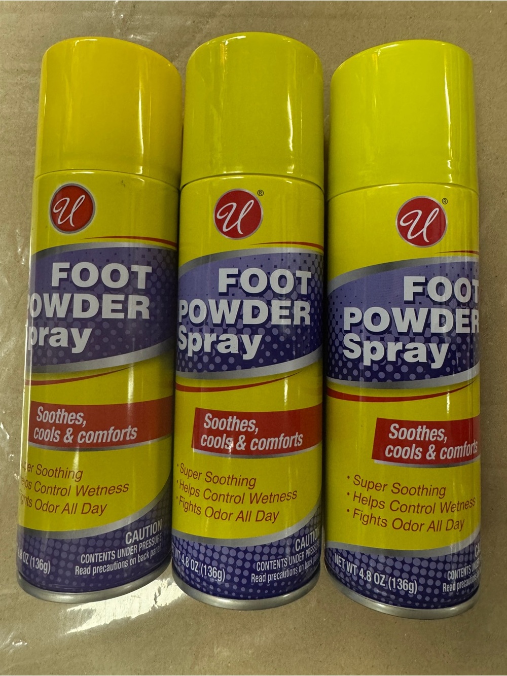 Foot powder spray 4.8oz each -3 cans